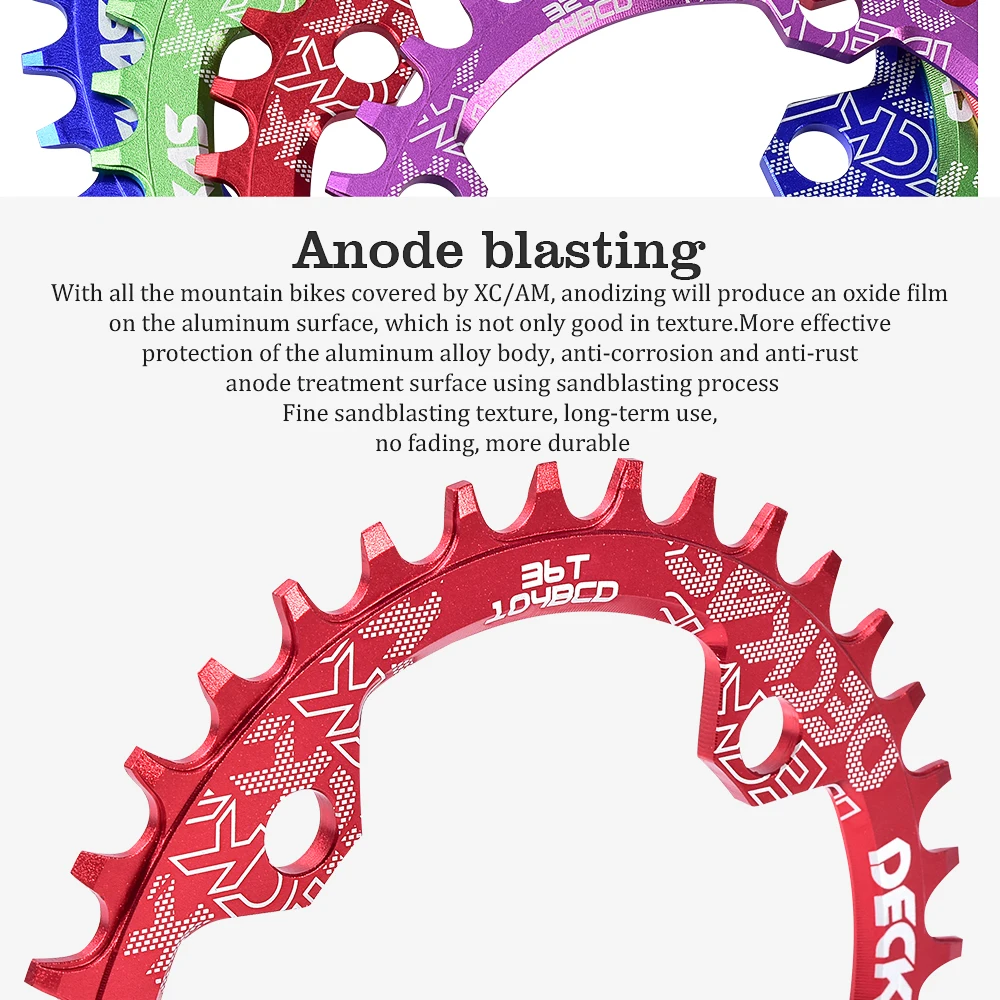 DECKAS Звездочка однодисковая 104BCD 32-38T Кривошип горного велосипеда Звездочка алюминиевый сплав Bcd104 зубчатый горный велосипед 8-11s звездочка