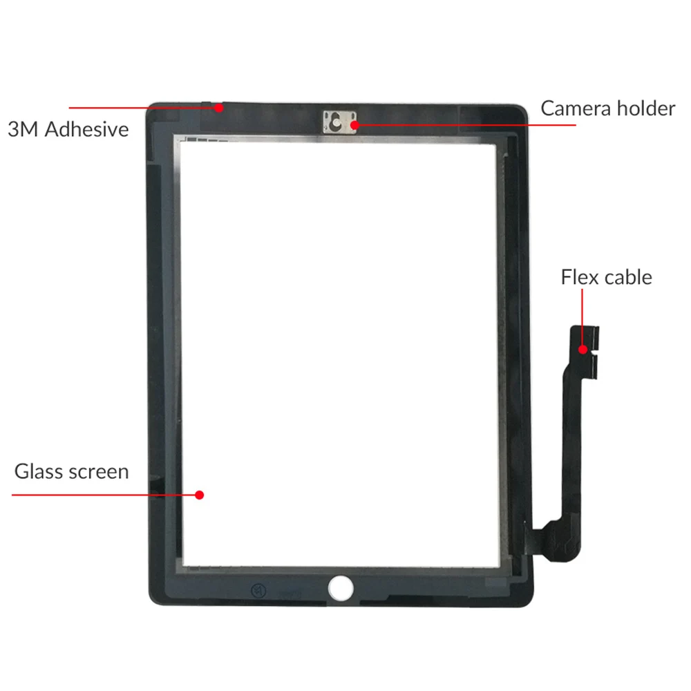 New Touch Screen For iPad 3 4 iPad3 iPad4 A1416 A1430 A1403 A1458 A1459 A1460 LCD Outer Digitizer Sensor Front Glass NO Home