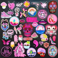 Buy Cake Popsicle Horse Bird Iron on Patch for Clothing Embroidered Sewing Applique Woven Badge Sew On Patches PINK GIRL Online