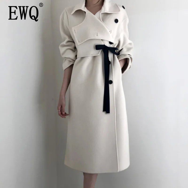 

[EWQ] 2020 Autumn Winter New Pattern Long Sleeve Solid Patchwork Single Breasted Vintage Woolen Coat Women 19C-a44-00-0