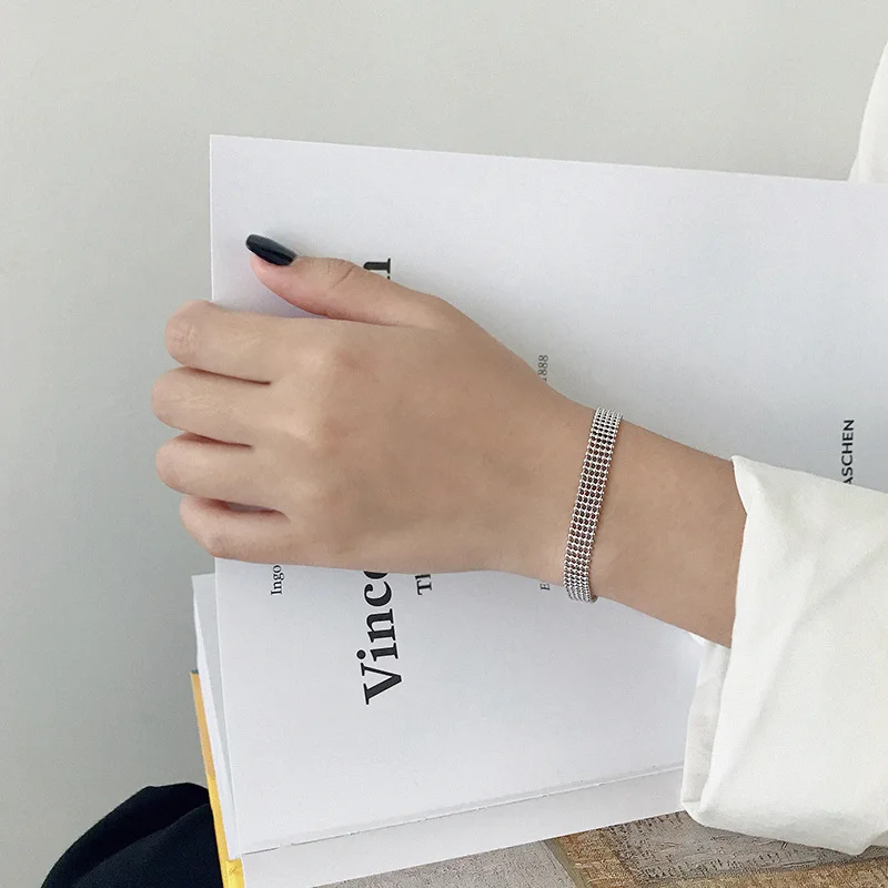 925 серебряные модные ювелирные изделия браслеты три линии блеск шар браслет бусины трендовая цепочка нарукавная повязка pulsera 925 штамп