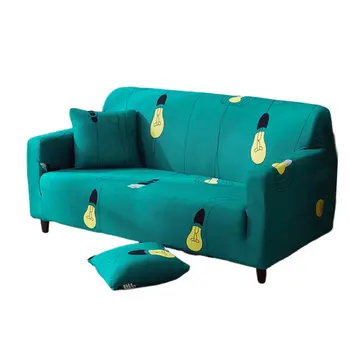 

Green Yellow Light Bulb Elastic Sofa Protector Cover for Living Room Sofa Slipcovers Sectional L Shape Sofacover 3 Seater