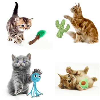 

Cute Pet Dog Rope Chew Toys Training Teething Toys For Cats Kitten Grinding Claw Molar Toy Cactus Woven By Paper Rope