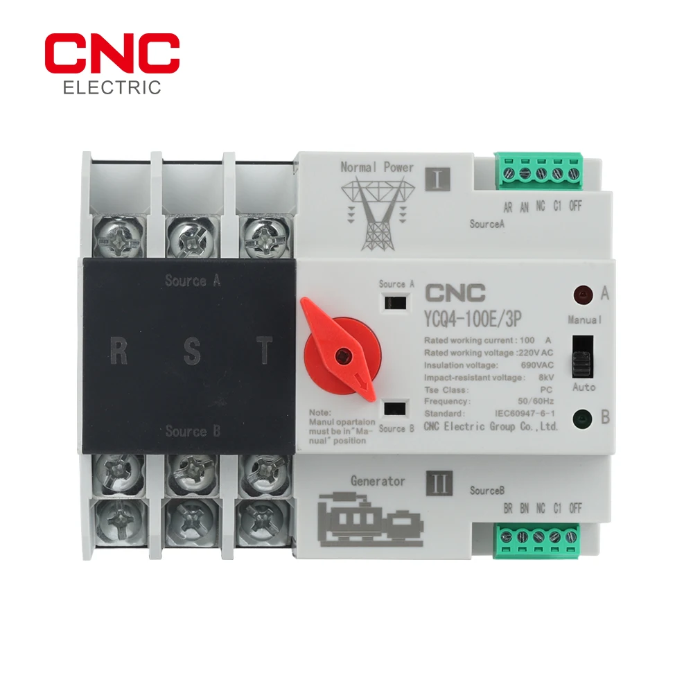 CNC YCQ4-100E/3P 63a 220 A двойной автоматический переключатель питания V AC 8kA Din Rail ATS