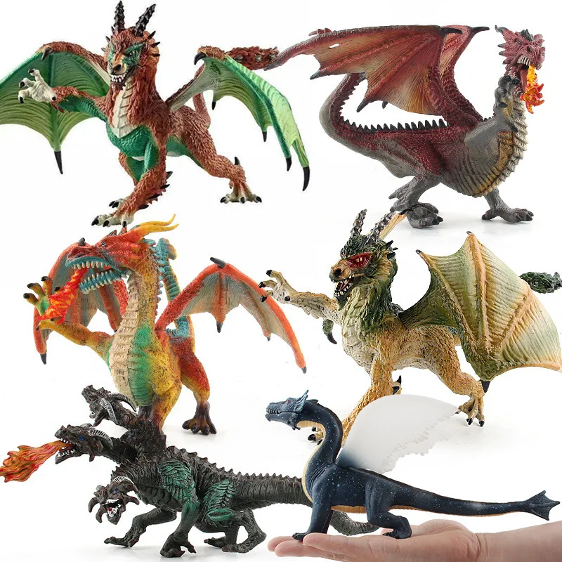

Model Jurassic Magic Dragon Model Solid Decoration Wild Animal Plastic Variation Dragon Wild Double Headed Dinosaur Toy