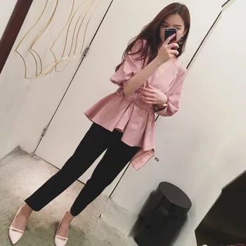 

Summer Set Female 2020 New Net Red Two-piece Set Loose Fashion Shirt Temperament Feet Pants Fashion Wild Women's Clothes