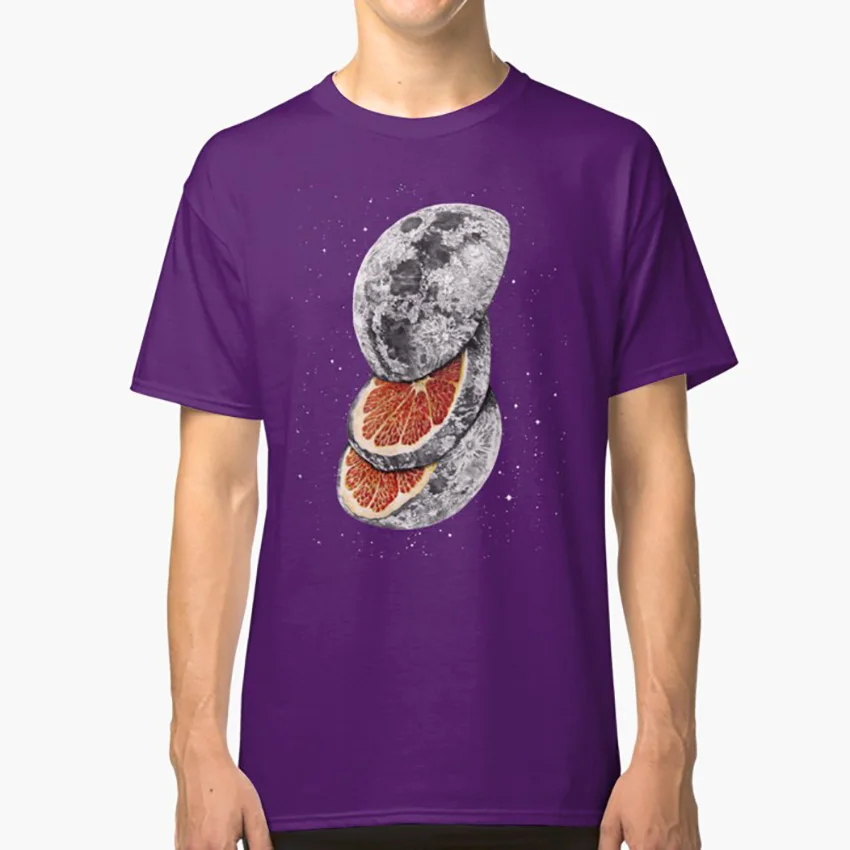 Фрукт в виде Луны футболка Луна космические звезды nerd странные scifi surreal еда Фрукты wtf - Цвет: Фиолетовый