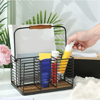 

Tableware Sundries Organizer Stainless Steel Nordic Wrought Iron Storage Basket Desktop Cosmetics Finishing Storage Basket Home
