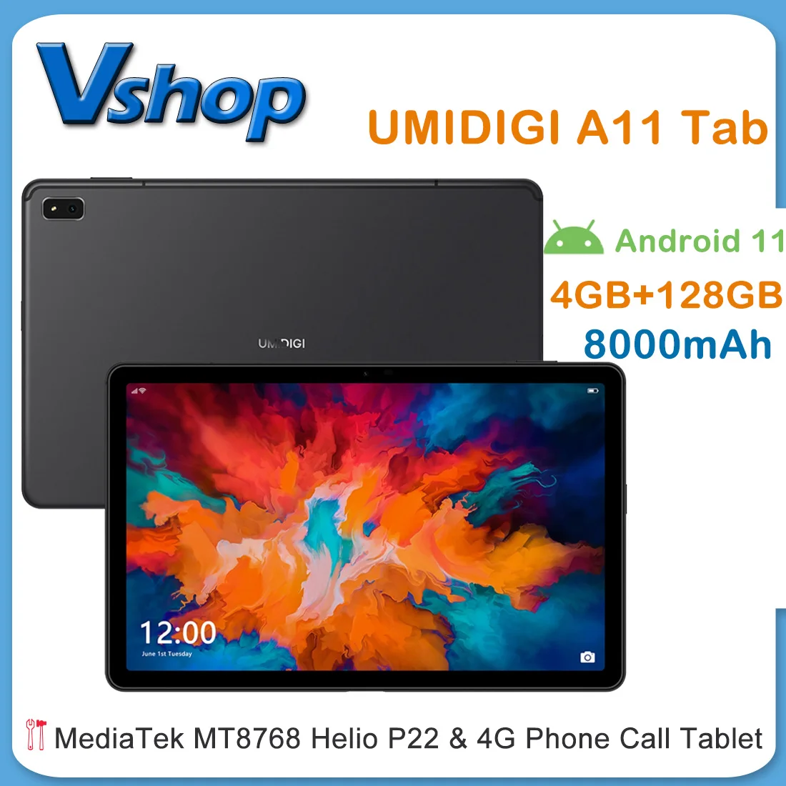 Global Version UMIDIGI A11 Tab 4G Phone Call Tablet Android 11 10.4" 4GB 128GB MT8768 Helio P22 8000mAh Mega Battery PC | Мобильные