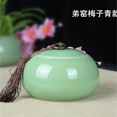 Longquan Celadon большой размер резервуар для хранения ручной работы керамический чайный Caddy набор портативный контейнер пуэр чай герметичные банки - Цвет: E-S SIZE
