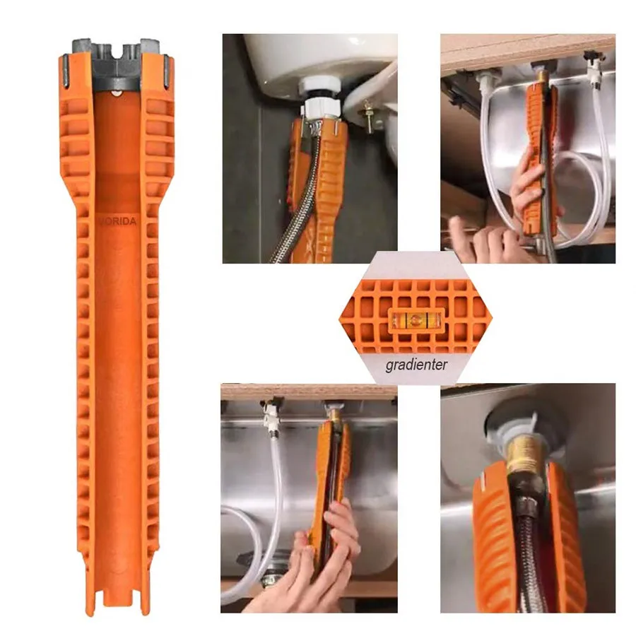 

Multifunctional Lightweight Home Kitchen Bathroom Faucet and Sink Installer Wrench Anti-Slip Handle Double Head Wrench Tool