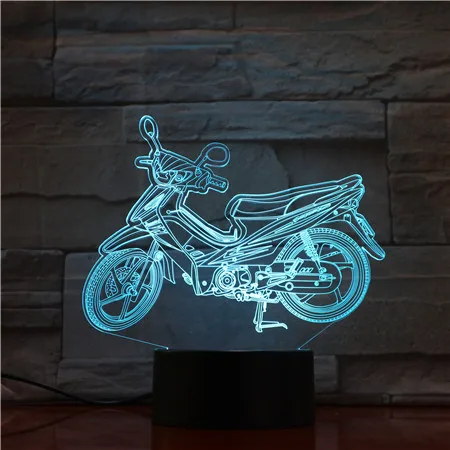 3D-1850 Крутой Мотоцикл 3D лампа ночник USB/на батарейках светодиодный ночник лампа визуальный световой эффект подарок для любителей мотоциклов - Испускаемый цвет: 3D-1850