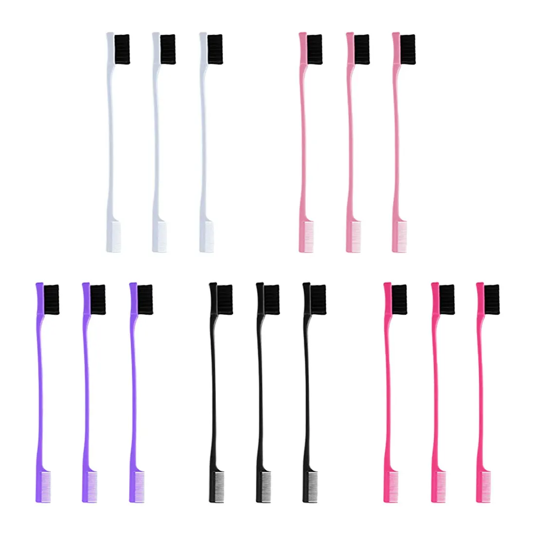 

NEW 3pcs Styling Hair Tool Beauty Double Sided Edge Control Eyebrow Comb Make Up Brush