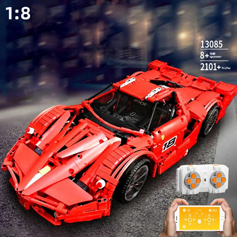 

technics 2.4Ghz Remote radio control building block 1:8 scale italy Ferra FXX SPORT car model app rc toy with light collection