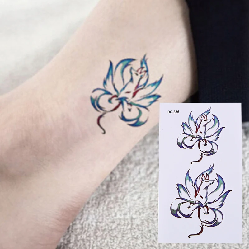 

1pc Temporary Fake Tattoos Nine Tail Fox Totem Tattoo for Men Women Painting Art