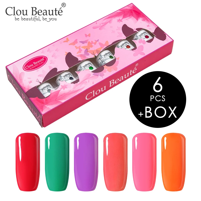 Clou Beaute Гель-лак подарочный набор! полупостоянная гель uv Vernis светодиодный гель лак для ногтей Лаки Гибридный био-Гели Soak Off Гель-лак лаков для ногтей Краски - Цвет: ZH06-6pcs(gift box)