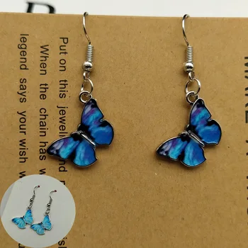 Blue Butterfly Drop Earrings for Women Multicolor 2021 Alloy Dangle Earrings Statement Earring Wedding Jewelry Wholesale
