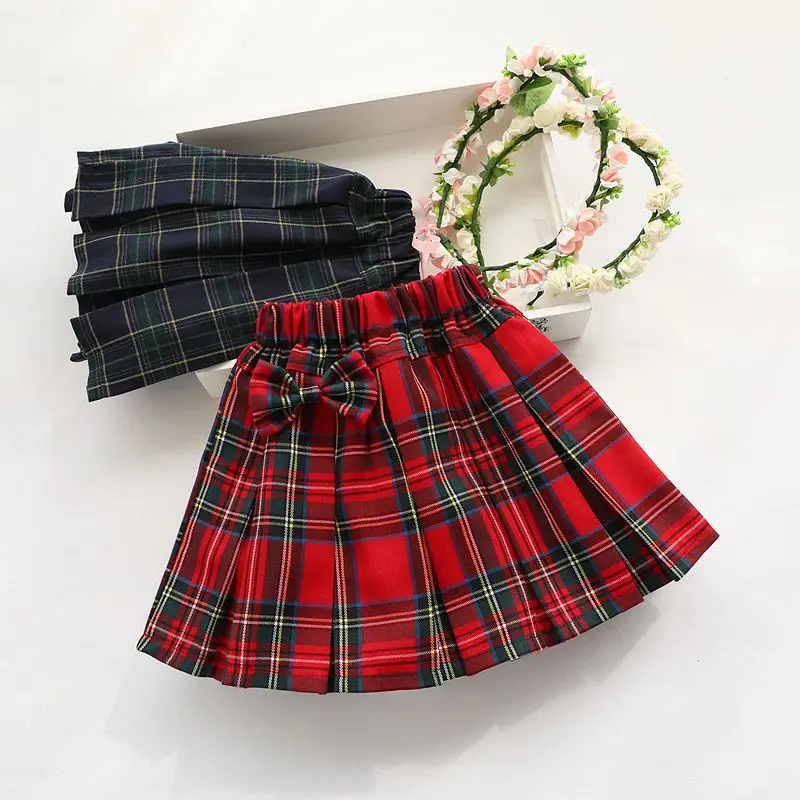 

Girls Spring And Summer Skirt New Style 2019 Half-length Plaid Big Boy Spring And Summer Skirt Pleated Skirt Short Skirt Cotton