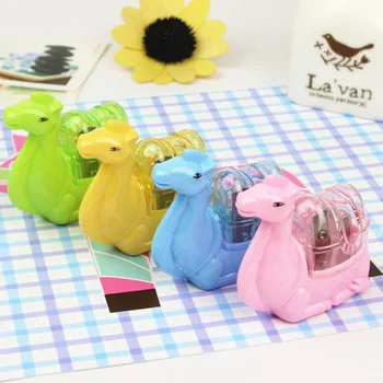 

4 Pcs/set Kawaii Candy Color Animal Camel Plastic Standard Pencil Sharpeners Double Holes Pencil Cutter Stationery School Gifts