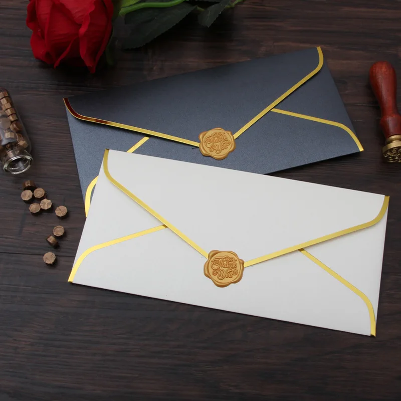 Gold Stamping Envelopes Creative Retro European Business Envelope Letter Paper Envelope Wedding Invitation 10pcs/set mailing envelopes