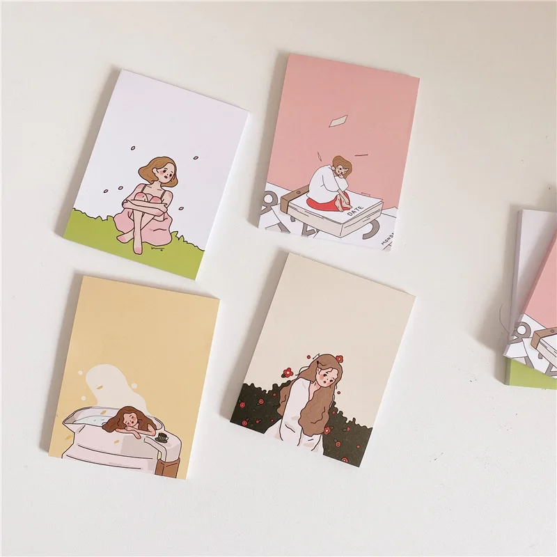 50 Sheets Ins Cartoon Gentle Girl Memo Pad Long Notebook Student Learning Note Diy Planner Sticker Office School Cute Stationery