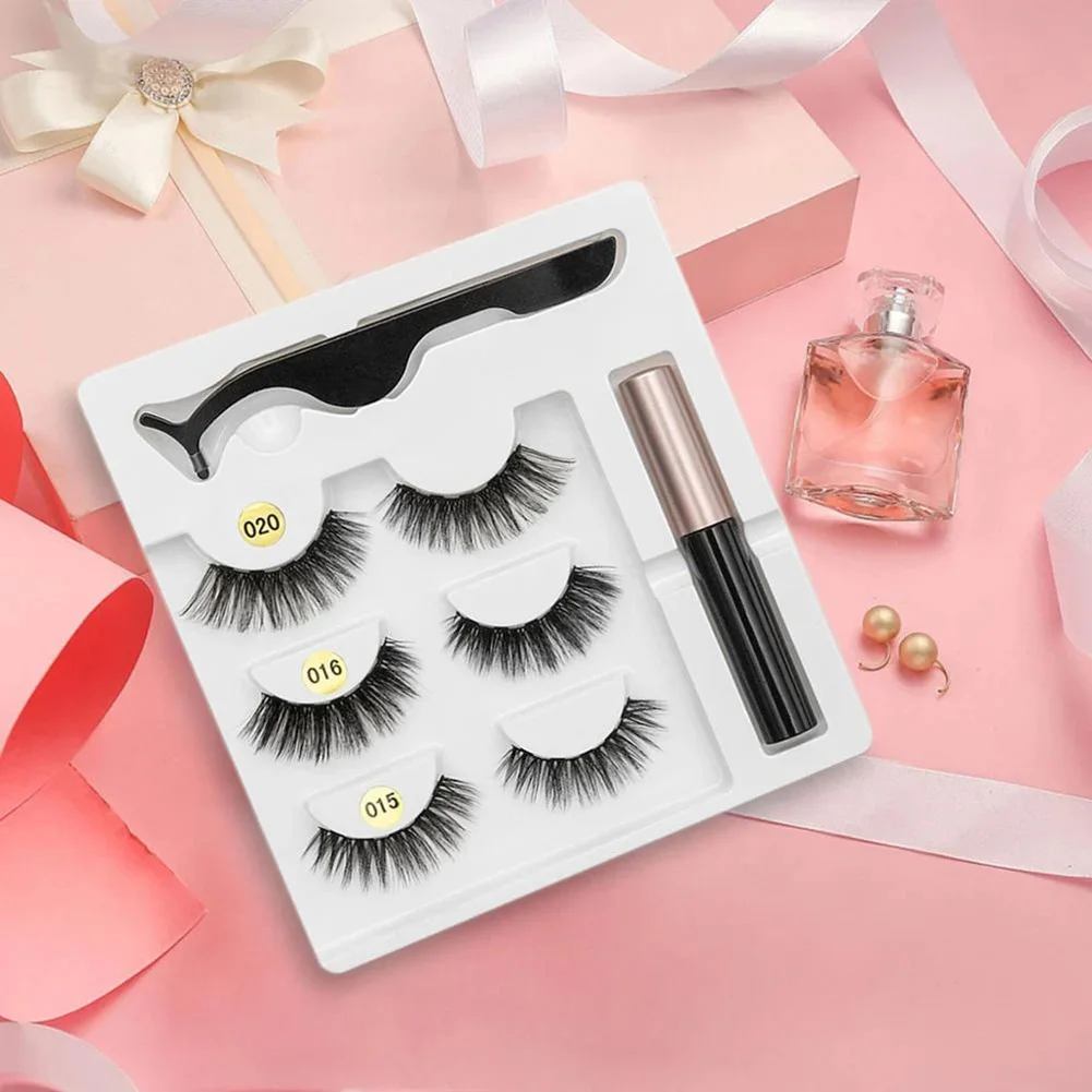 

Magnetic Eyeliner and Lashes Kit No Glue Reusable Magnetic False Eye Lash Waterproof Liquid Eye Liner with Tweezers SSwe