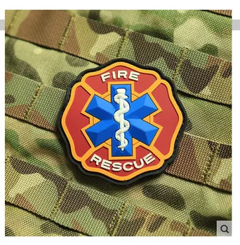 

FIRE & RESCUE 3D PVC patch EMS MEDIC MED CROSS emblem armband FIRE RESCUE Maltese Cross Star of Life Patch Badges