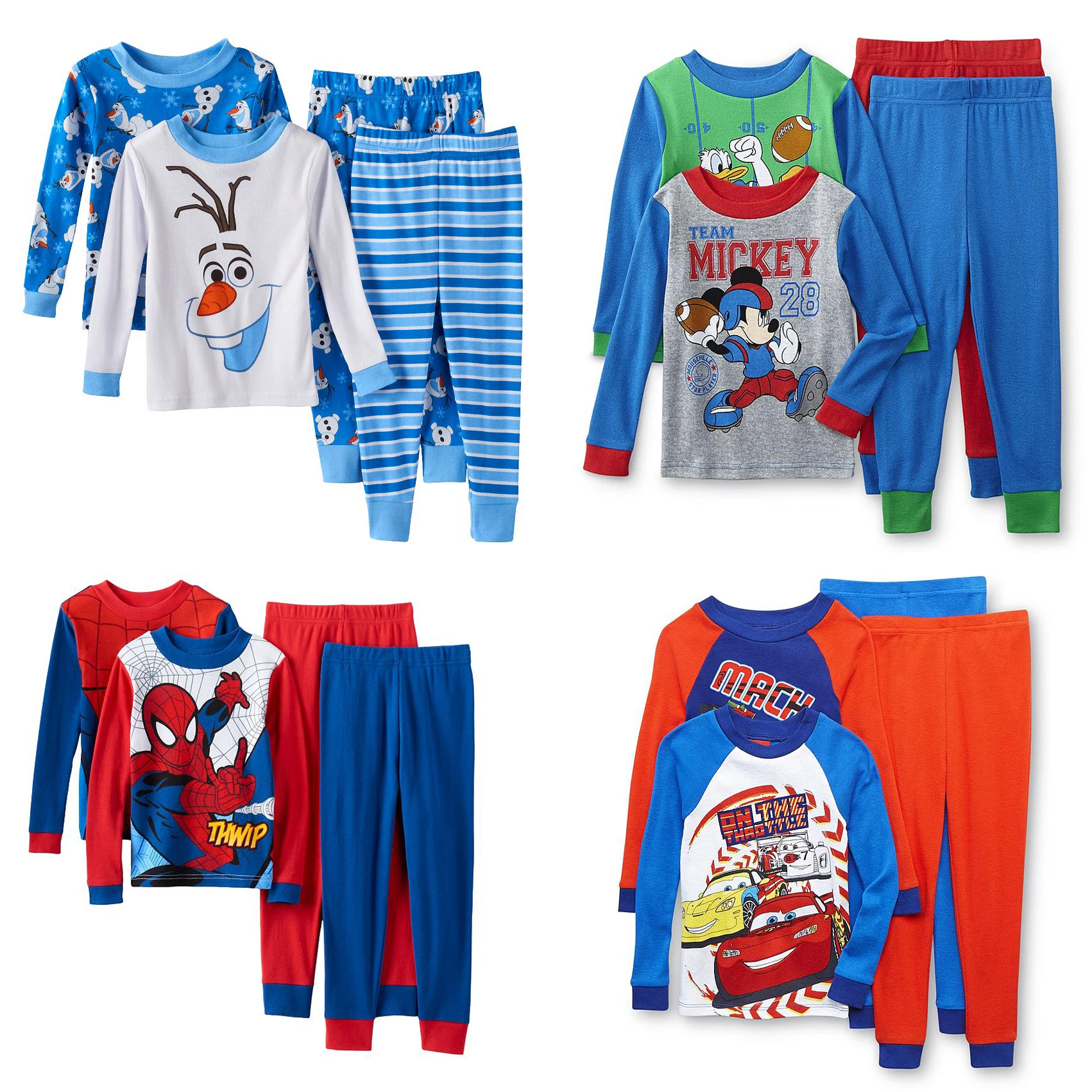 Пижама детская хлопковая с принтом Микки машинки Олаф Человек-паук | Мать и