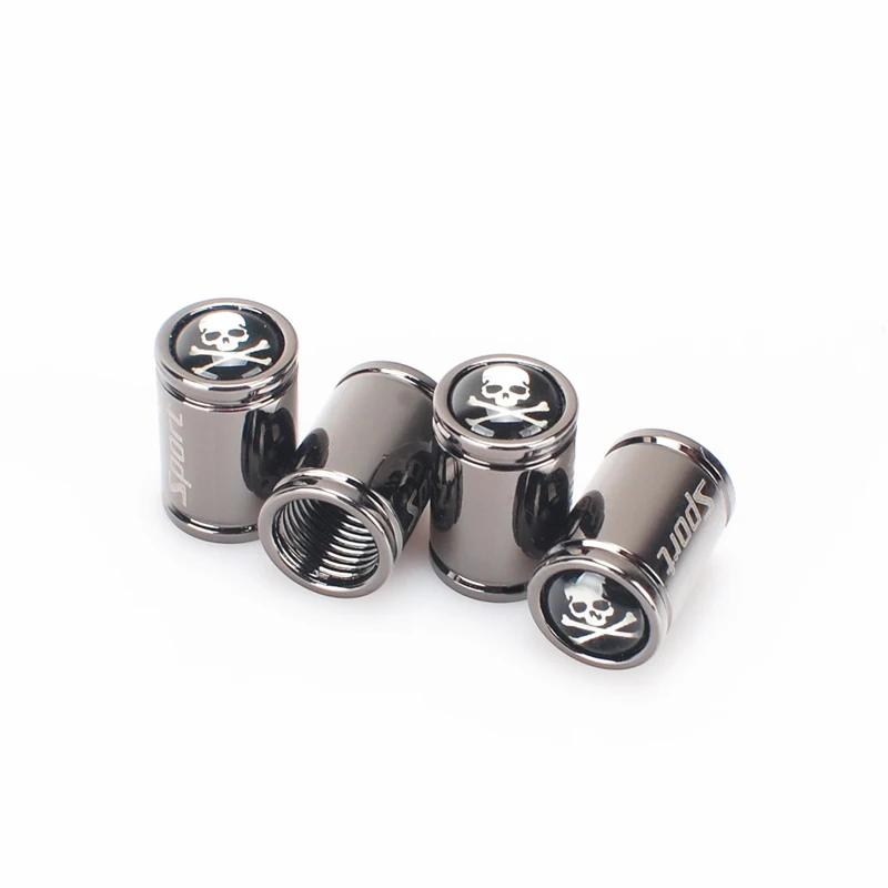 

4pcs / Set Car Universal Tire Valve Cap, Aluminum Alloy Personality Skull, Valve Core Cover Decoration, Dustproof and Anti-soup
