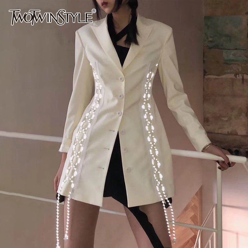 TWOTWINSTYLE Patchwork Cross Bandage Women Dress