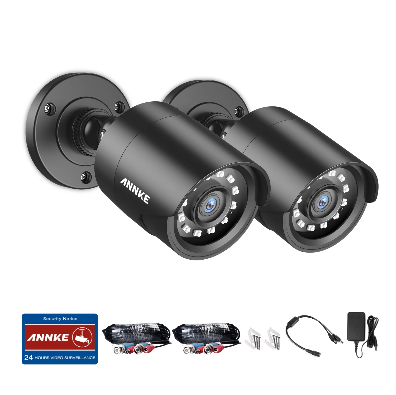 ANNKE 2 шт 1080P камера наблюдения s 2MP IP66 Водонепроницаемая Для дома и улицы комплект для камеры видеонаблюдения 30 м ночного видения с Умной инфракрасная камера