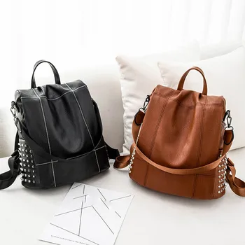 

ssadassa 2020 New PU Leather Backpack Women Fashion Large Capacity Backpack For Girls Schoolbag Travel Student Daypack Bags