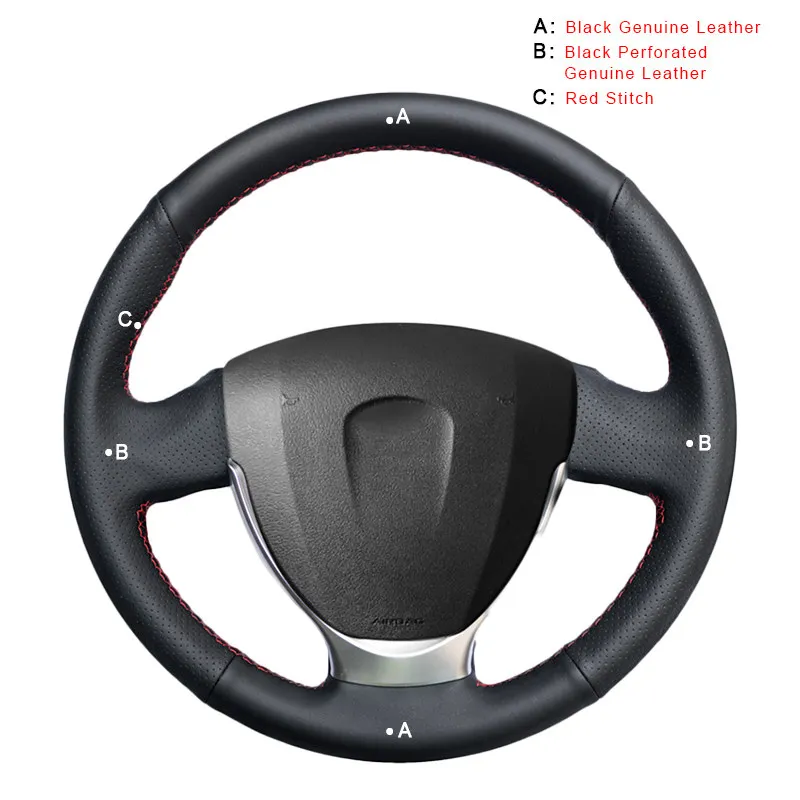 Авто оплетка на руль для Lada Granta- Priora 2 2013- Kalina 2 салона автомобиля оплетка колеса - Название цвета: Genuine Leather