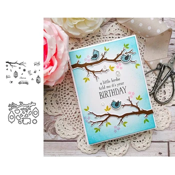 

JC Metal Cutting Dies and Rubber Stamps Tree Branch Birdcage Scrapbooking Craft Stencil Card Make Album Sheet Model Mold Die Cut