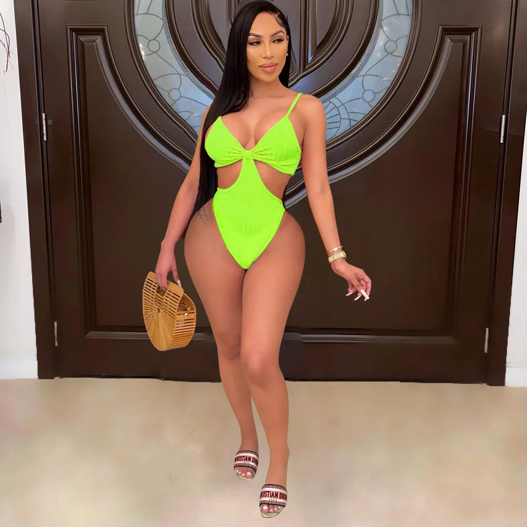 Женское боди с вырезами, однотонное черное боди, неоновое боди, 2021