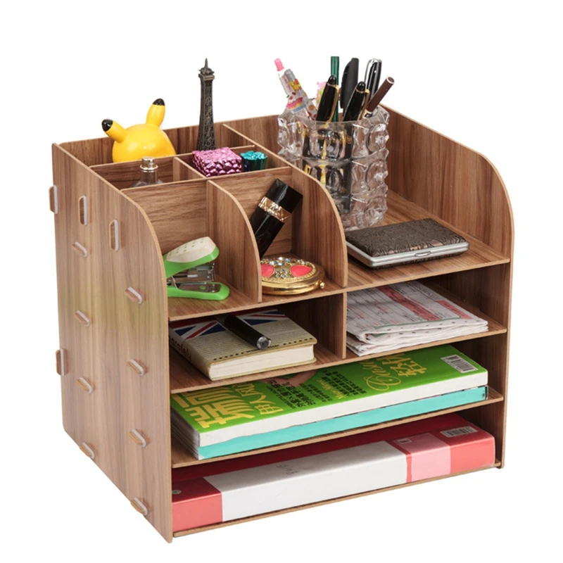 Wooden Diy Assemble Desktop Organizer Office Desk Organizer Drawer File Holders For Office Desktop Magazine File Organizer File Tray Aliexpress