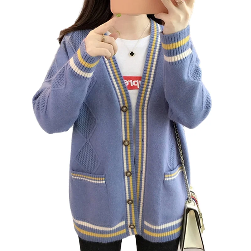 

Spring Autumn Casual Long Sleeve Knitted Cardigans Feminino Tops Thick Warm Female Knitted Outerwear