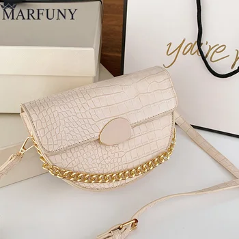 

Chain Top-Handle Ladies Hand Bags Saddle Flap Pocket Purse Women Crossbody Shoulder Bag Crocodile Pattern Female Messenger Bag