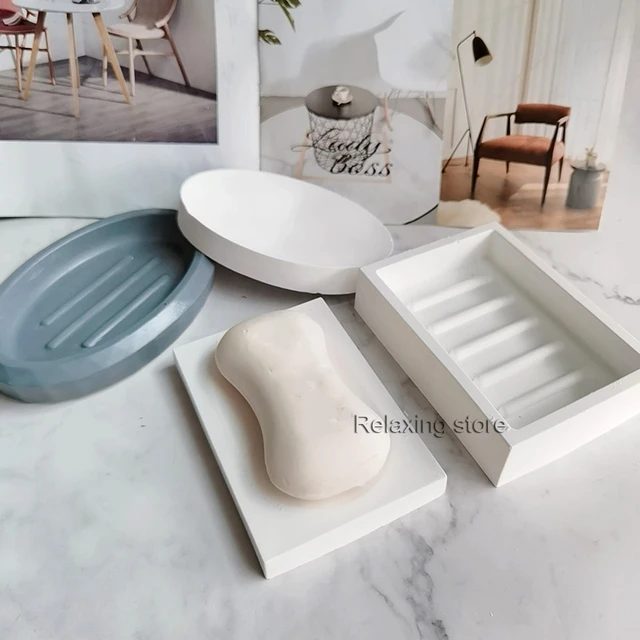 Concrete Soap Dish Silicone Mold DIY Soap Holder Handmade Concrete Tray  Mould 