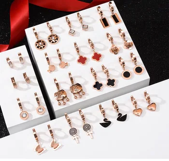 

30 Pairs/lot fashion women stainless steel earring lot jewelry wholesale top quality stainless steel jewelry earrings 201030-164