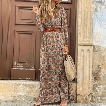

Summer Beach Maxi Dress Women Floral Print Boho Long Dress Casual V-Neck Split Sexy Party Dress Robe Femme Dropshipping