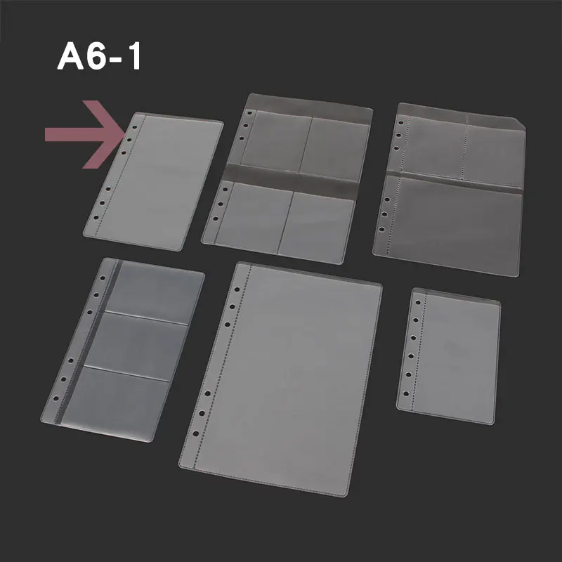 10 шт. A5A6A7 прозрачный держатель для хранения карт связывающие кольца блокнот 6 отверстий пакеты для хранения документов открытка банковская карта шаблон - Цвет: A6-1