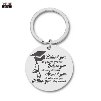 

Graduation Keychain Gift for Him Her Women Men Gift for Friend Keyring Behind You All Memories Before You All Your Dream Pendant