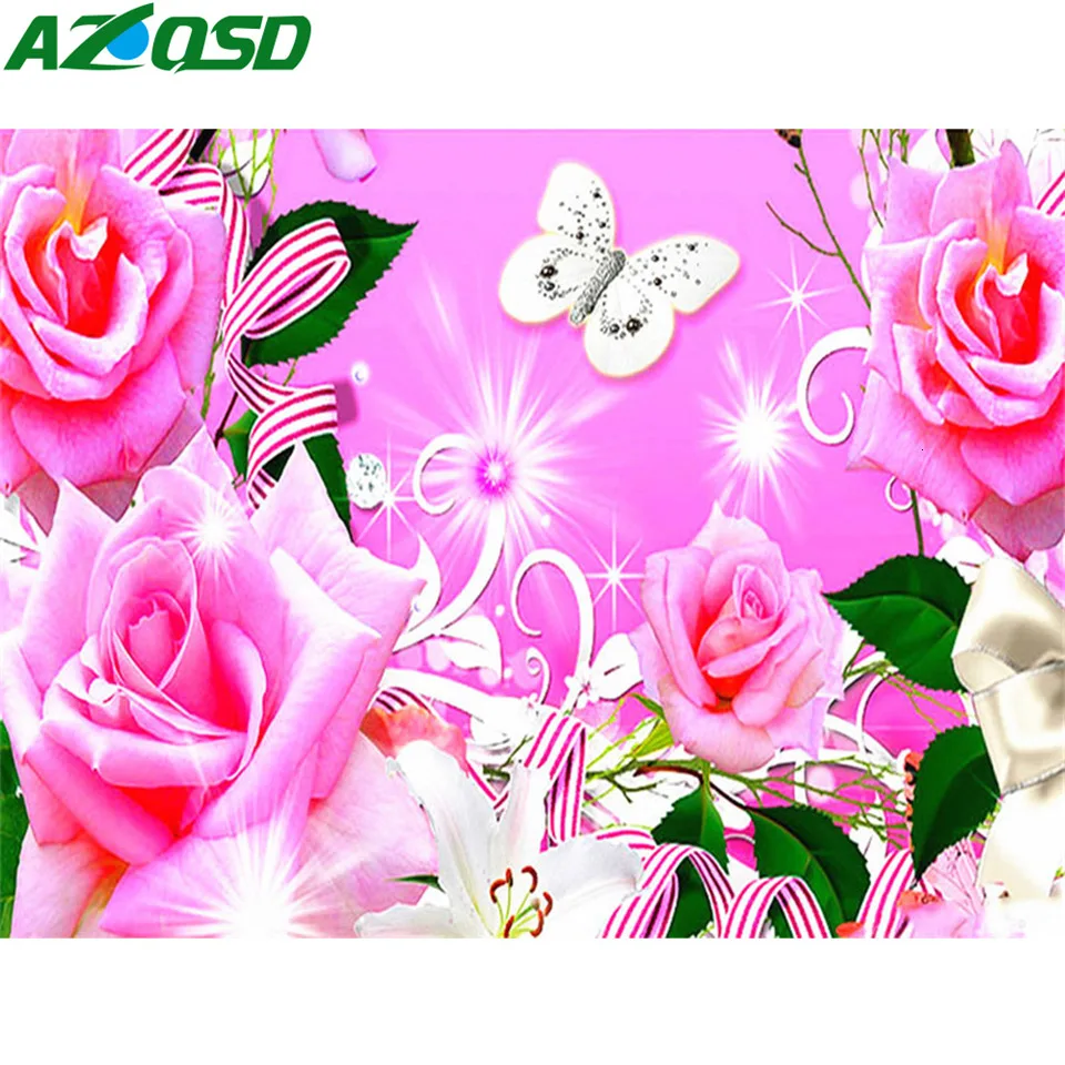 

AZQSD 5d Diamond Painting Butterfly Flower Embroidery Animal Full Square Picture Of Rhinestones Gift Home Decor Cross Stitch Art