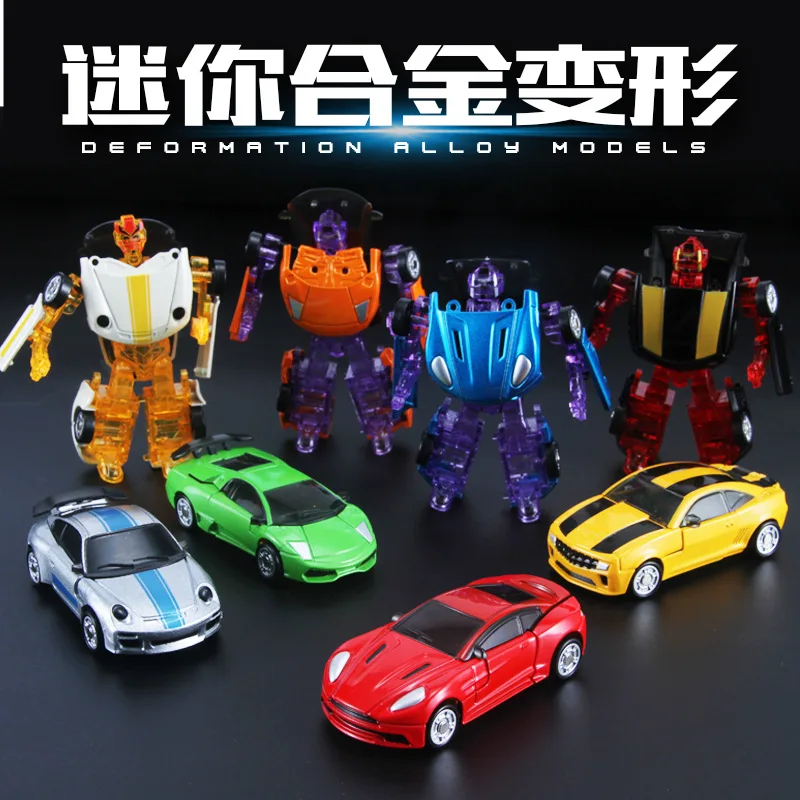 

New dong tai Alloy Transformation Small Car Children Mini Model Robot Jingang Car Educational Toy