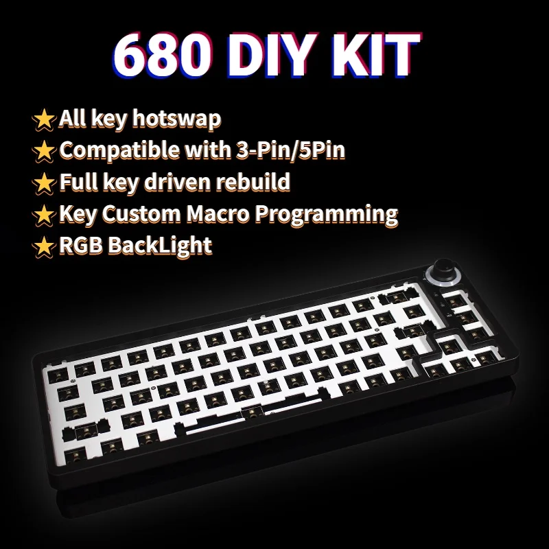 TM680 Hot Swap Mechanical Keyboard Kit Wireless 3 Mode RGB Compatiable With 3/5 Pins For Cherry Gateron Kailh Dial Knob Keyboard wifi keyboard for pc