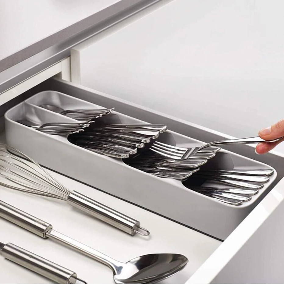 KHGDNOR Plastic Knife Block Holder Drawer Knives Forks Spoons Storage Rack Knife Stand Cabinet Tray Kitchen Cultery Organizer
