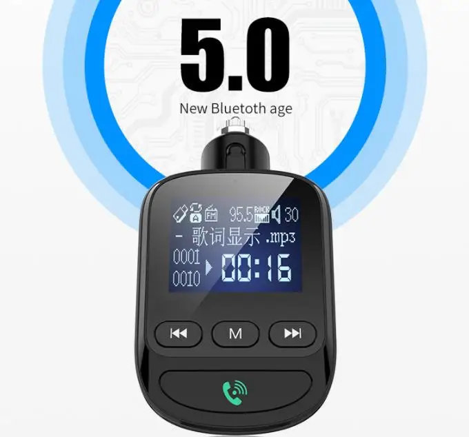 20 штук Bluetooth 5,0 FM модулятор громкой связи Bluetooth гарнитура для Беспроводной автомобильный набор, свободные руки, MP3 радио плеер USB Зарядное устройство QC3.0 12 v-24 v