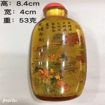 

Chinese old beijing glass built-in painting snuff bottle Characters pattern and poems
