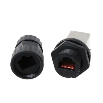 

M19-RJ45 Coupler Ethernet Lan Network Extender Waterproof Cable Plug Shield Connector IP67 Changer Outdoors Portable USB Round